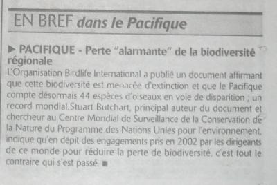 Pacífico: Perdida alarmante de la biodiversidad.