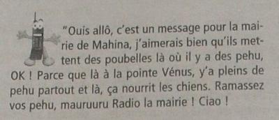 Mahina - La punta Venus - Un lector alerta sobre la gtan concentración de basuras