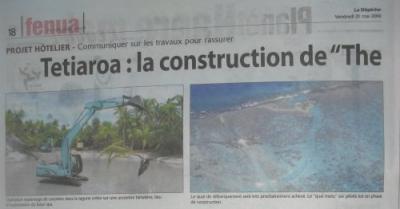 Tetiaroa - Polinesia - El proyecto del nuevo hotel "Brando"  avanza.