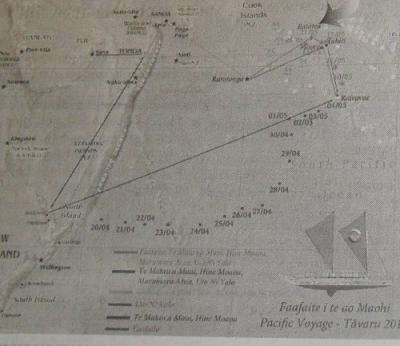 Pacífico - La Expedición TAVARU de 5 piraguas en ruta hacia Rarotonga.